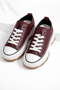Burgundy platform sneakers