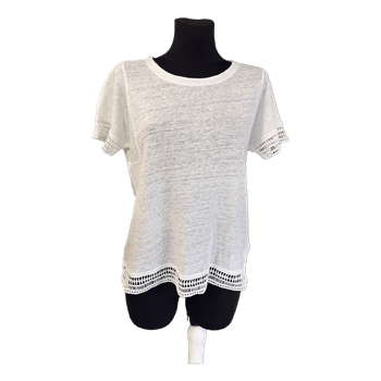 White Stuff linen crochet top tshirt