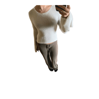 White fluffy ribbed sweater