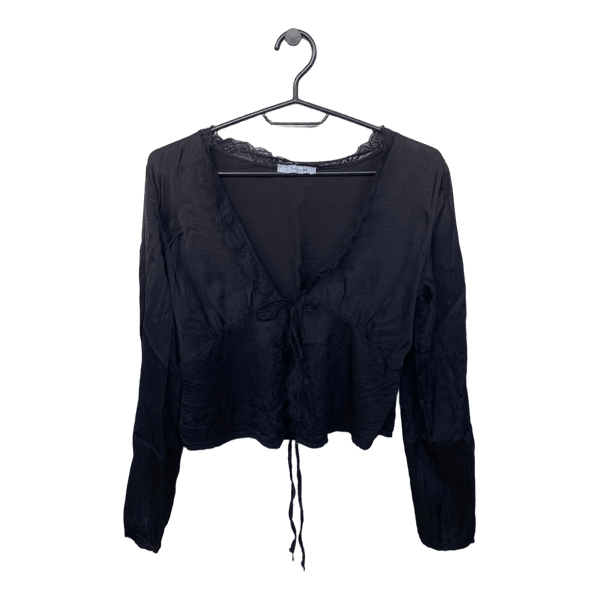 Sort langærmet bluse