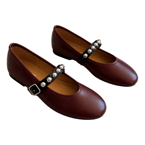Burgundy mary jane flats