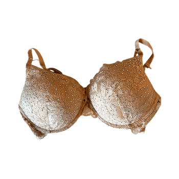 Beige padded lace bra