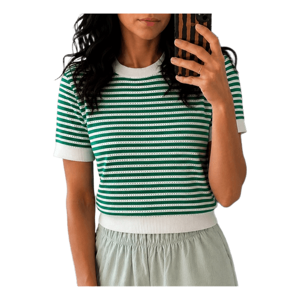 Green striped knit top