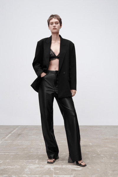 Faux leather trousers