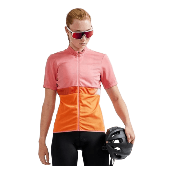 Craft Women's Core Endur Cycling Jersey L Pink Orange Full Zip Road Bike Jersey