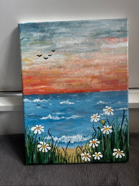 Hand painted sunset canvas