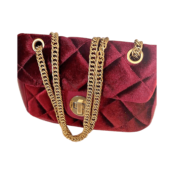 Bikbok laukku Burgundy quilted velvet handbag