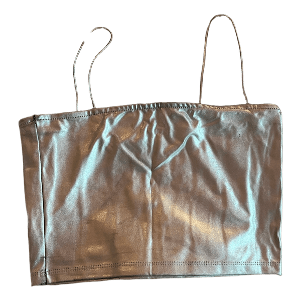 Silver metallic crop top