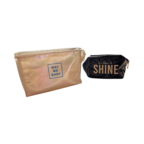 Cream and black cosmetic pouches