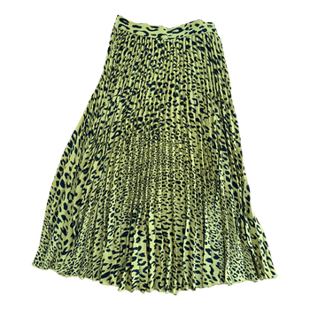 Green leopard pleated skirt