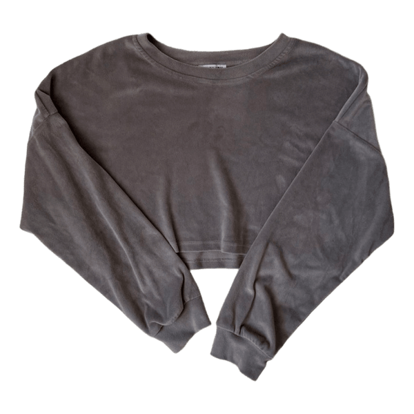 Grey velvet cropped sweater