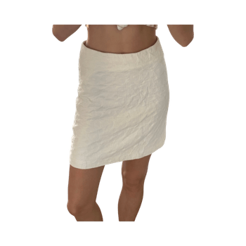 White textured mini skirt