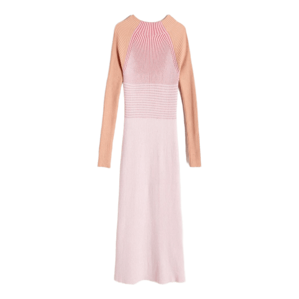 Pink ribbed midi dress