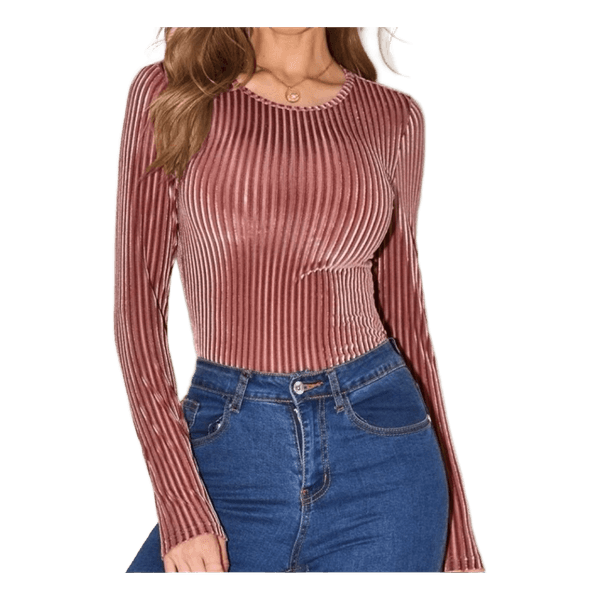 Pink striped velvet top
