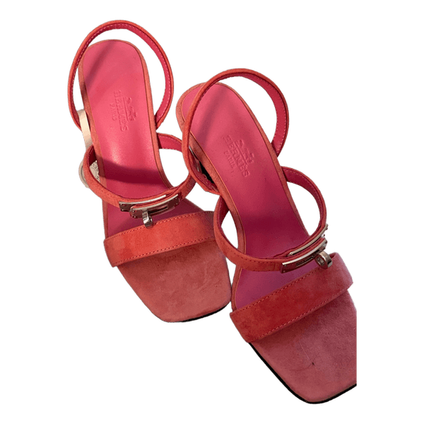 Pink suede heels