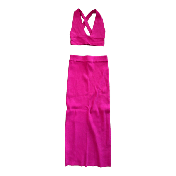 Pink ribbed two-piece set