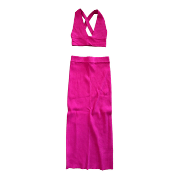 Pink ribbed two-piece set
