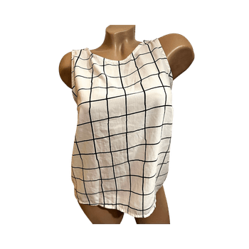 White grid patterned sleeveless top
