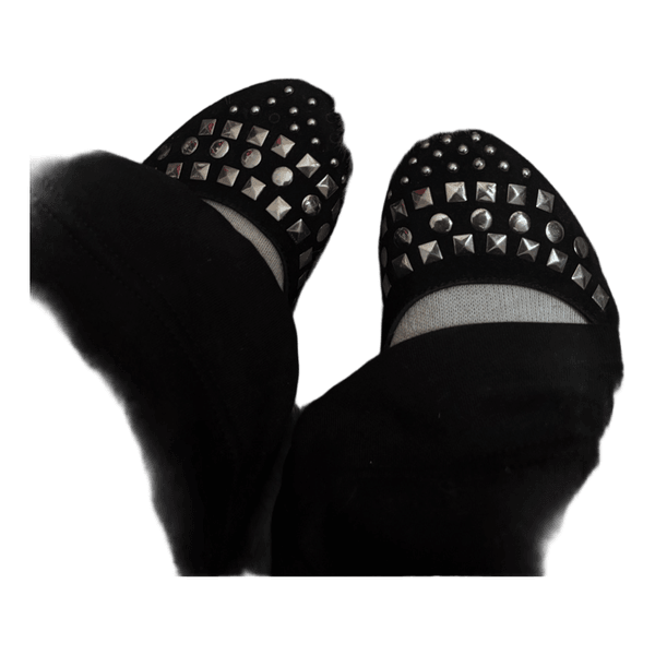 Black studded ballet flats