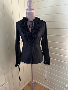 Black ruffle blouse
