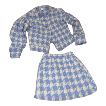 Lilac\beige houndstooth skirt set
