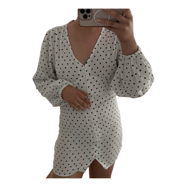 White polka dot mini dress