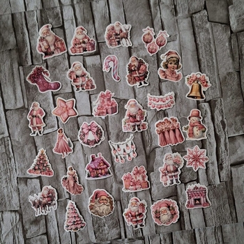 Jouluinen pinkki tarrasetti 