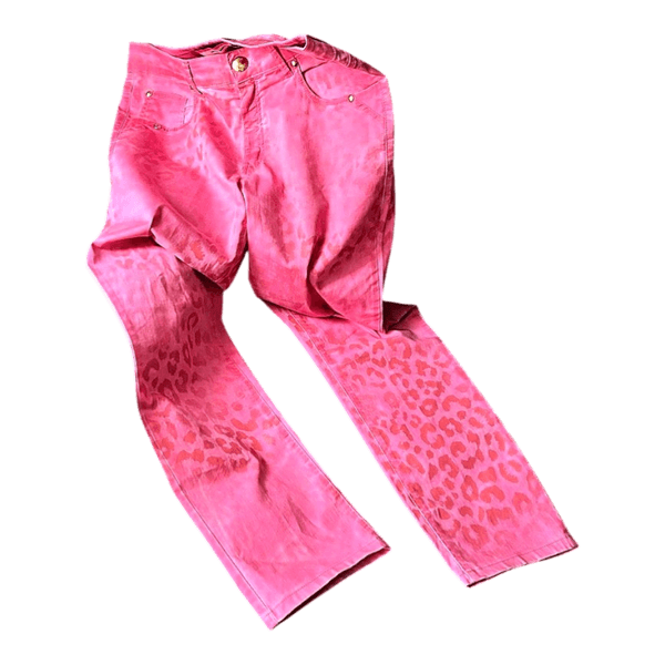 Angelo Marani y2k pink leopard print jeans