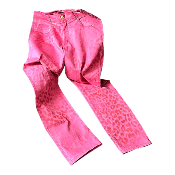 Angelo Marani y2k pink leopard print jeans