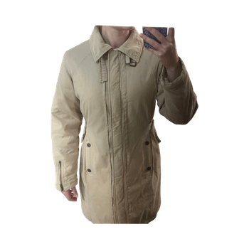 Beige quilted trench coat
