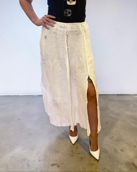 White linen maxi skirt
