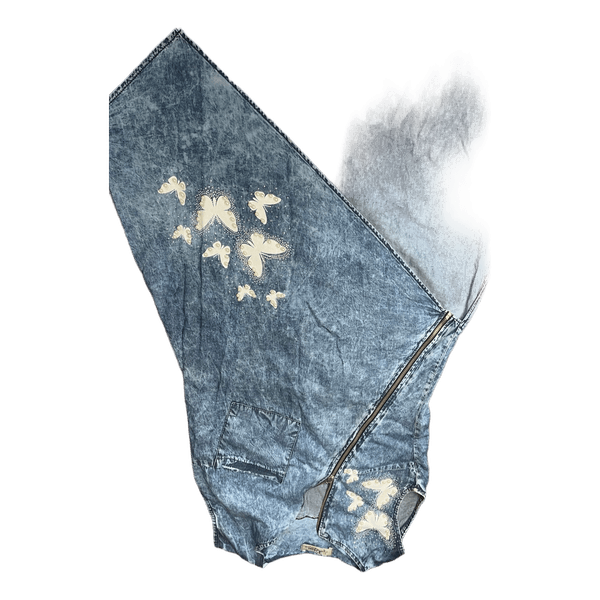 Denim butterfly sleeveless dress