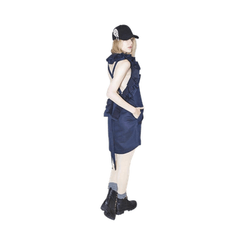 Navy ruffled dress