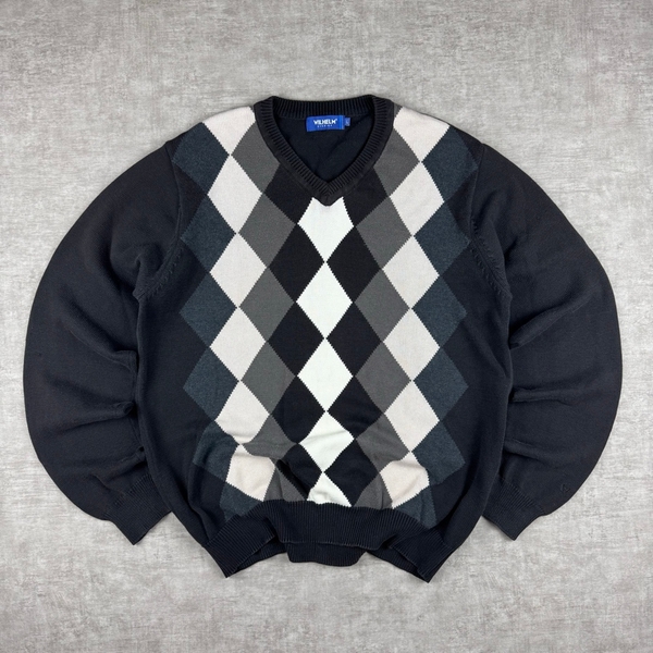 Wilhelm Argyle V-neck Sweater