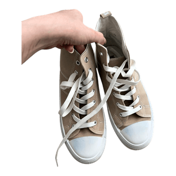 Beige high top sneakers