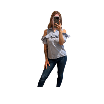 Blue off-shoulder blouse