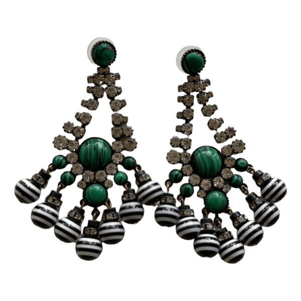 Green and black Elizabeth Cole statement earrings