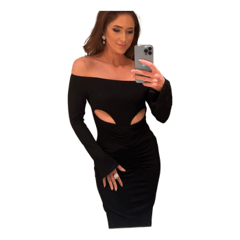 Musta pitkähihainen juhlamekko