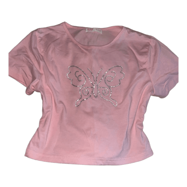 Pink butterfly graphic t-shirt