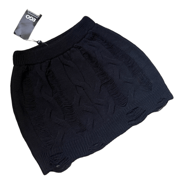 Black knit mini skirt