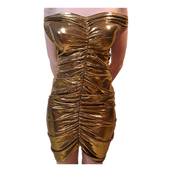 Gold ruched mini dress