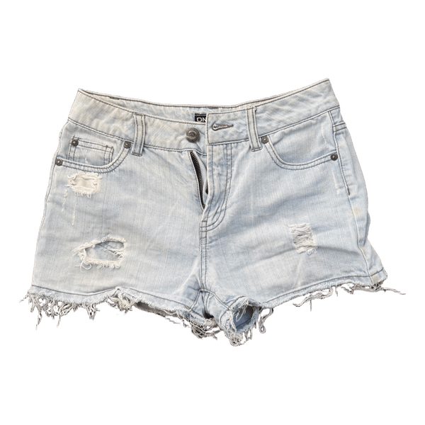 Only light blue denim shorts