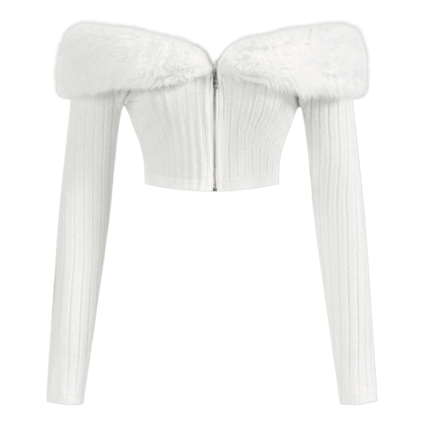 White zip-up cardigan