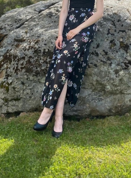 Divided floral maxi skirt
