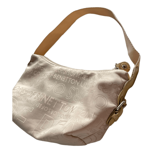 Beige logo shoulder bag