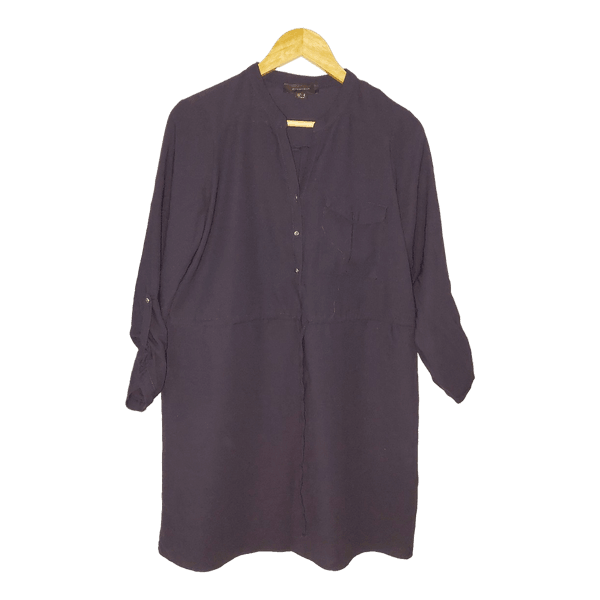 Navy button-up shirt dress