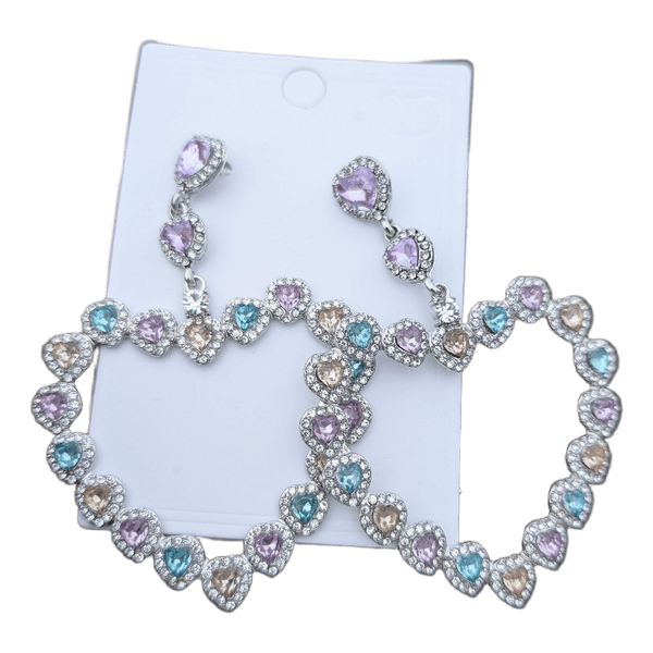 Heart rhinestone drop earrings