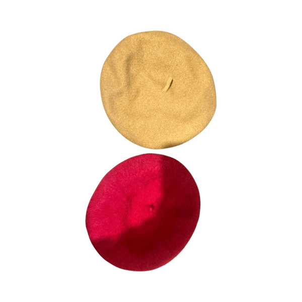 Beige and red berets
