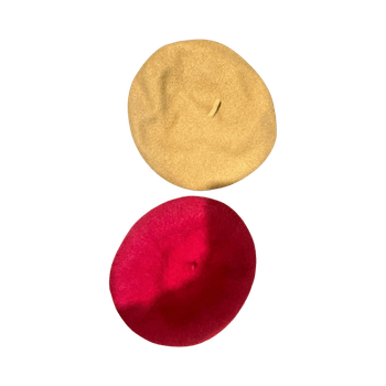 Beige and red berets