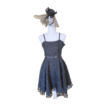 Black polka dot dress + hairband